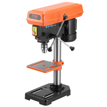 203.2mm Benchtop Drill Press, 500W Induction Motor, Tabletop Drilling Machine with 500 / 890 / 1400 / 1900 / 2500 RPM Adjustable Speed, 0-45° Tilting Worktable, LED Work Light, for Wood Metal