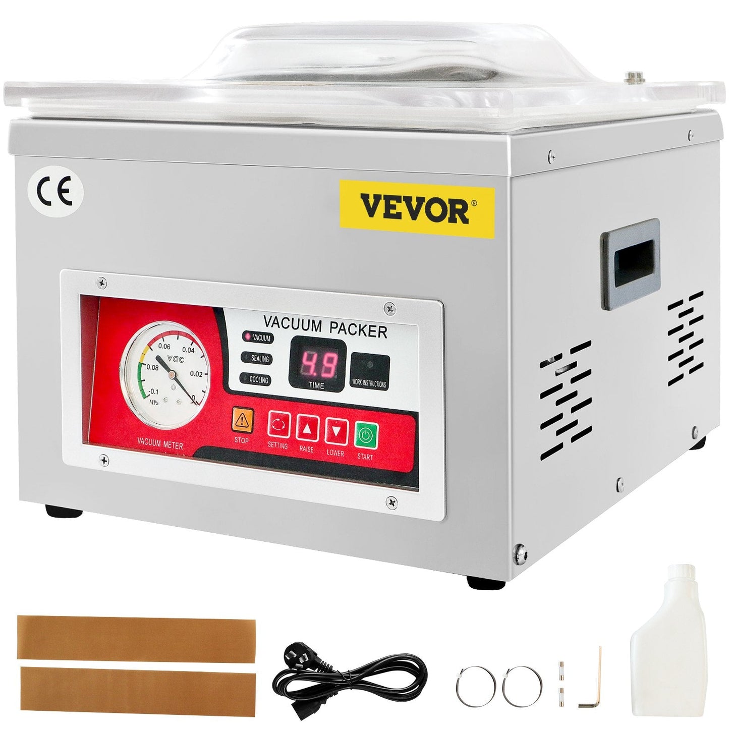 Chamber Vacuum Sealer Machine, 6.5 cbm/h Pump, 220V, Stainless Steel, 22 kg