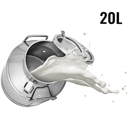 VEVOR 20L Milk Can Bucket Stainless Steel 304 W/Lid Cow Dairy Goat Sheep Milk