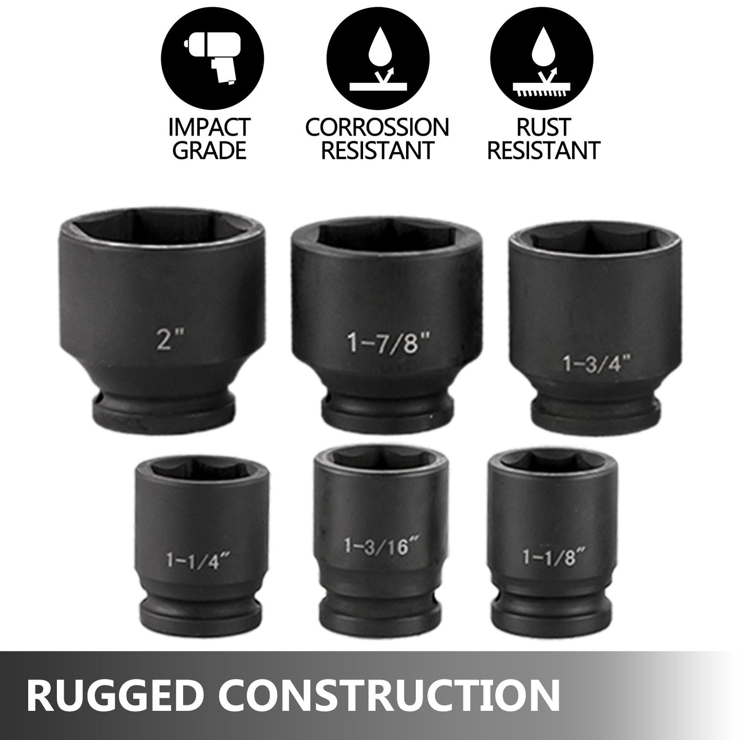 VEVOR Impact Socket Set 3/4 Inches 21 Piece Standard Impact Sockets, Socket Assortment