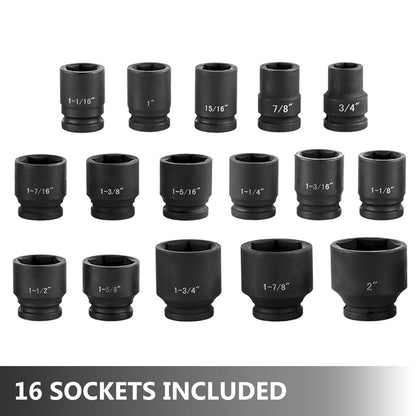 21-Piece 3/4m Drive Impact Socket Set with Ratchet & Adapters