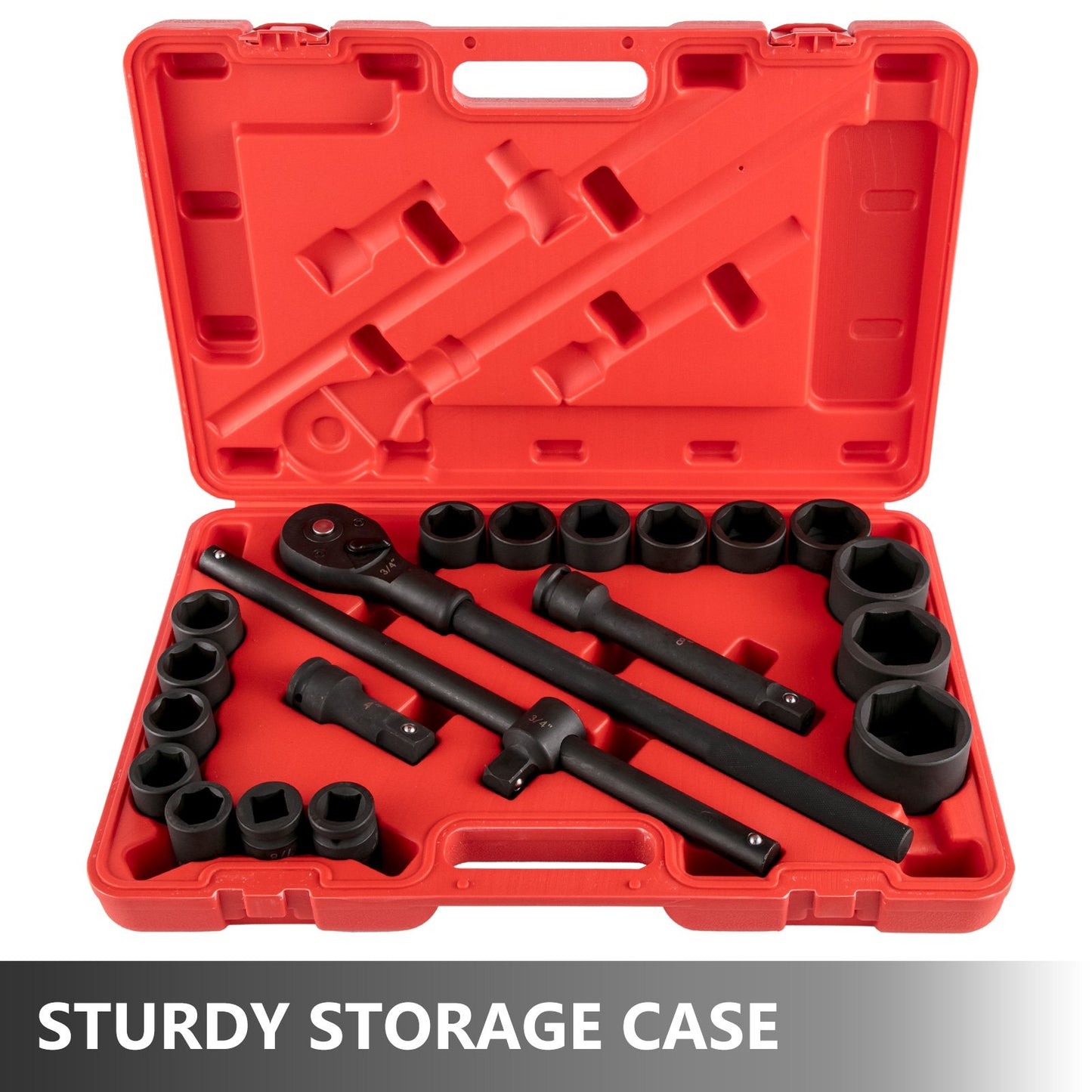 VEVOR Impact Socket Set 3/4 Inches 21 Piece Standard Impact Sockets, Socket Assortment