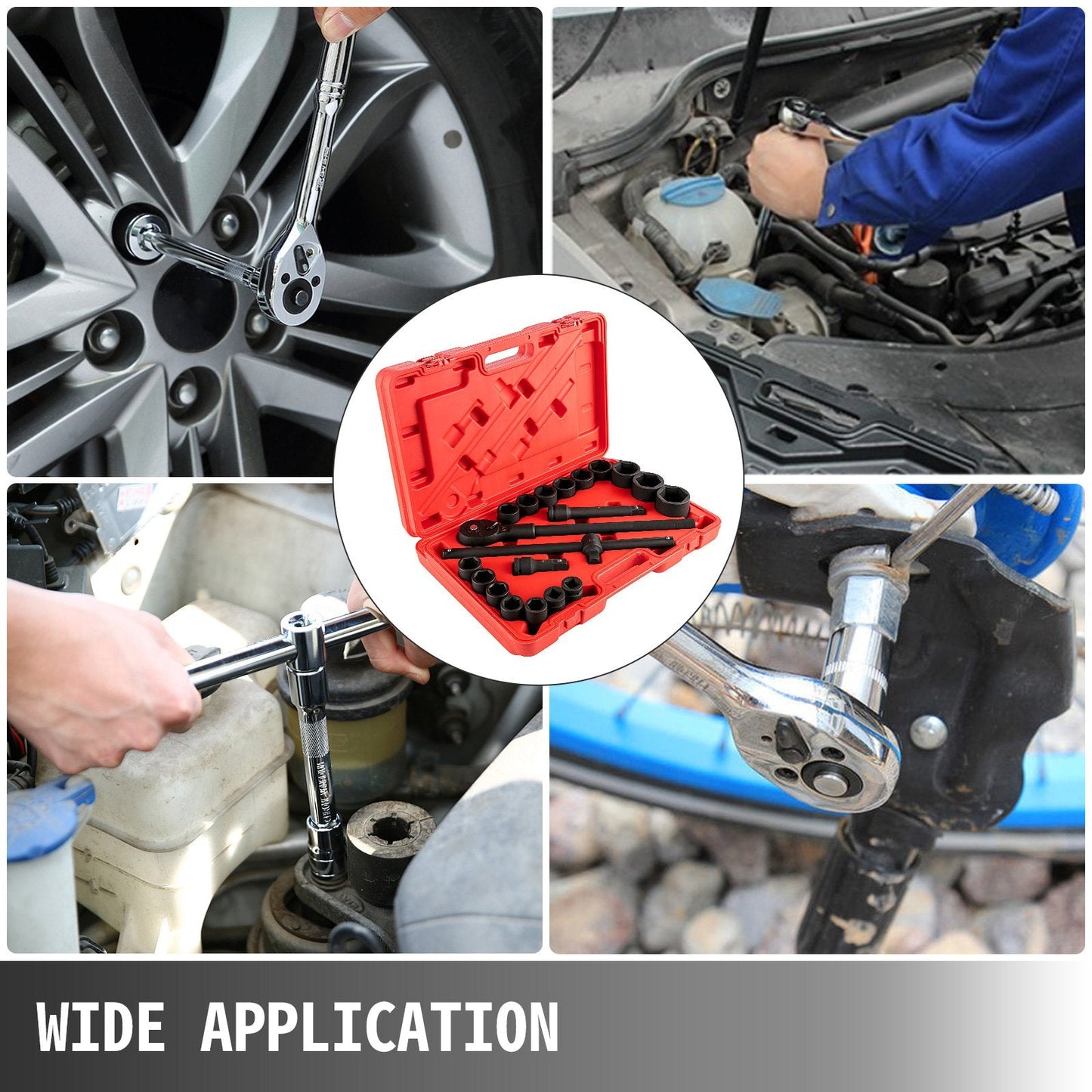 21-Piece 3/4m Drive Impact Socket Set with Ratchet & Adapters