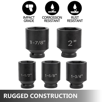 VEVOR Impact Socket Set 3/4 Inches 22 Piece Deep Impact Sockets, Socket Assortment