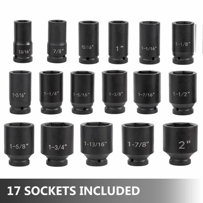 VEVOR Impact Socket Set 3/4 Inches 22 Piece Deep Impact Sockets, Socket Assortment