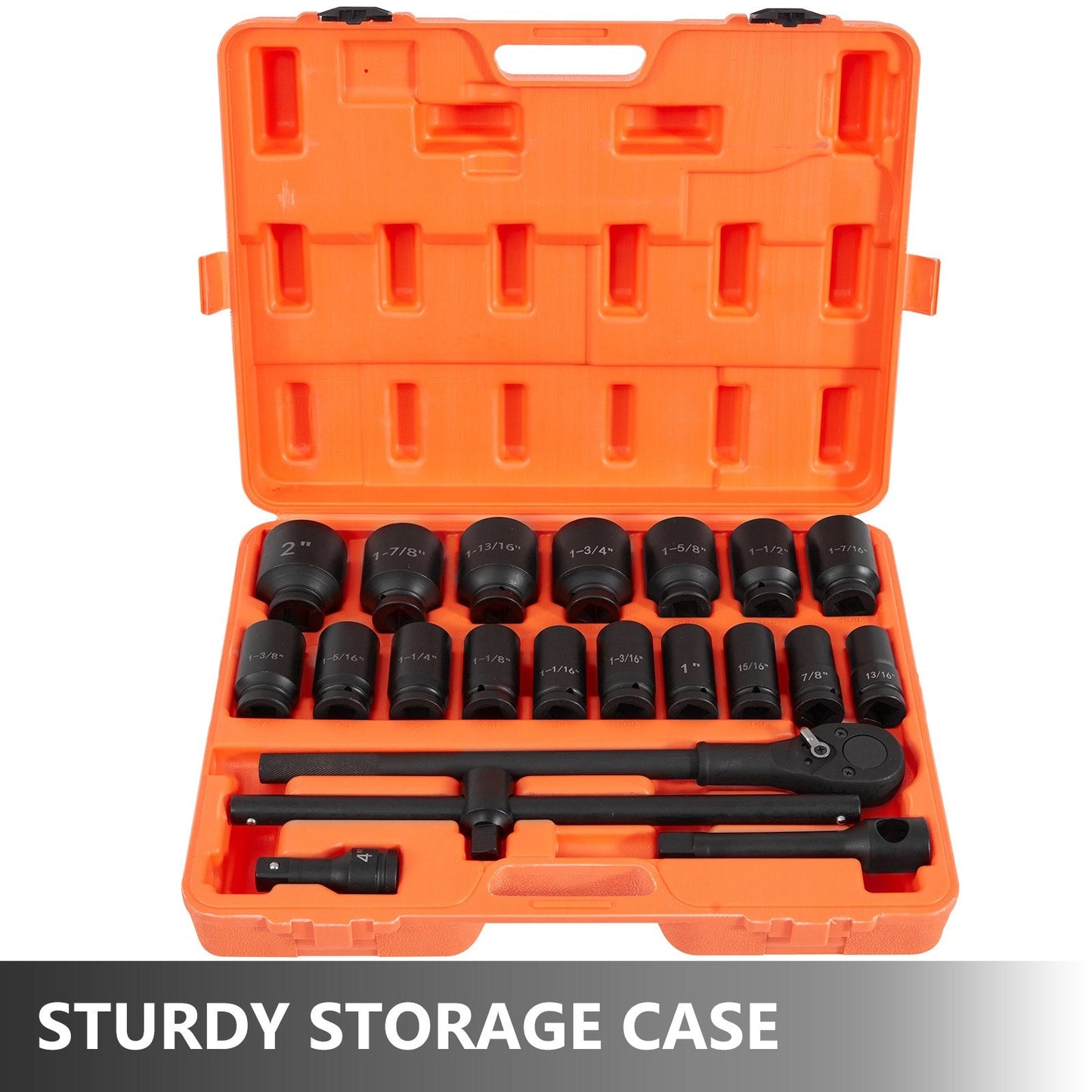 22-Piece Deep Impact Socket Set with Ratchet and Adapters, SAE 2.2-5 cm