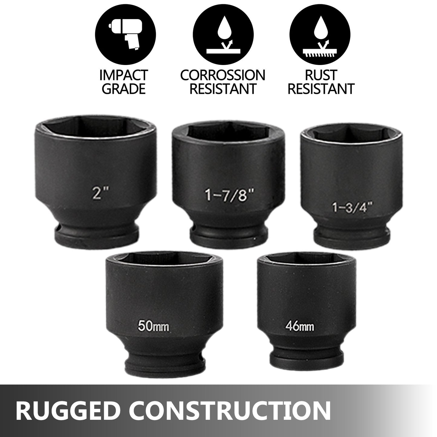 VEVOR Impact Socket Set 3/4 Inches 27 Piece Standard Impact Sockets, Socket Assortment,