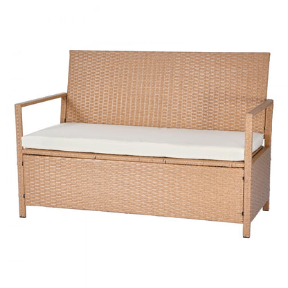 VEVOR Outdoor Storage Bench PE Rattan 265L Deck Box Waterproof Outdoor Seat