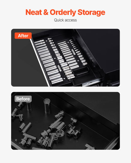VEVOR Portable Socket Organizer Set 3PCS 76-Clip Magnetic Socket Tray Metric/SAE