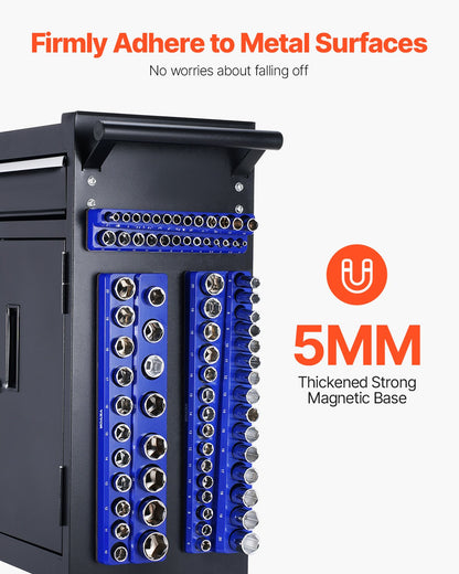 VEVOR Magnetic Socket Organizer Set 3PCS Magnetic Socket Trays Blue for Metric