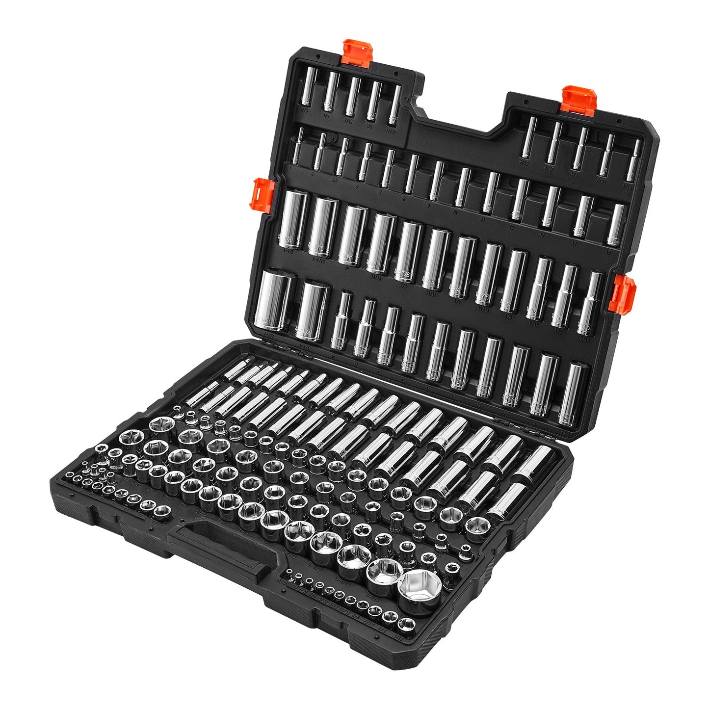 Socket Set, 163 Pieces, 9.5 & 6.4 & 12.7 mm Drive Socket Tool Set, SAE and Metric, Deep and Standard, Mechanic Tool Kit with Storage Case, Chrome Plated CR-V Alloy Steel, for Automotive Repair