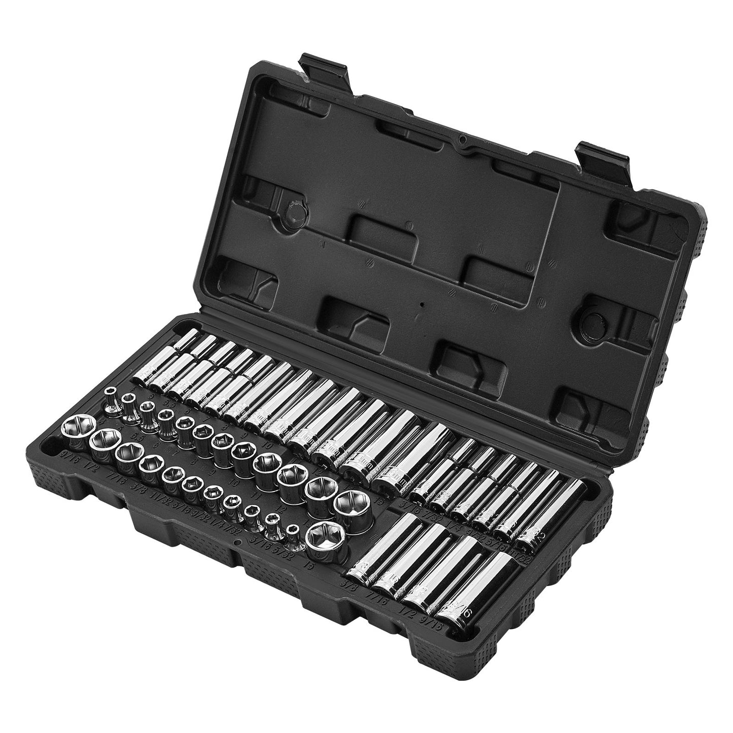 Socket Set, 46 Pieces, 6.4 mm Drive Socket Tool Set, SAE and Metric Size, Deep and Standard, Mechanic Tool Kit with Storage Case, Chrome Plated CR-V Alloy Steel, for Automotive Repair