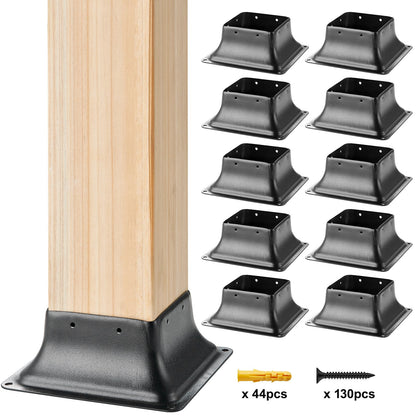 VEVOR 101.6x101.6mm Post Base 10Pcs, Internal 91x91mm Heavy Duty Powder-Coated Steel