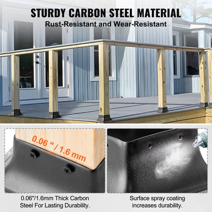 VEVOR 101.6x101.6mm Post Base 20Pcs, Internal 91x91mm Heavy Duty Powder-Coated Steel