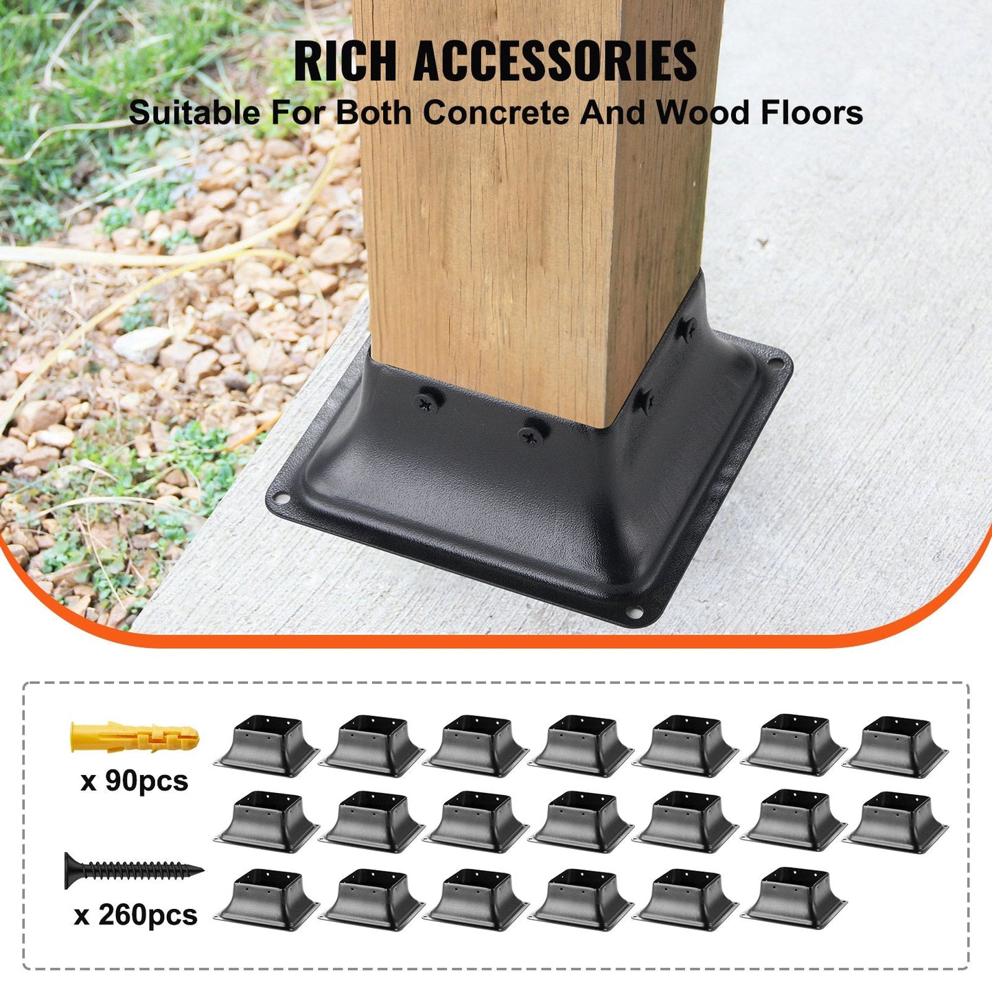 Heavy Duty Steel Post Base 20-Pack, 0.91x0.91m Internal, Powder-Coated, Easy Install