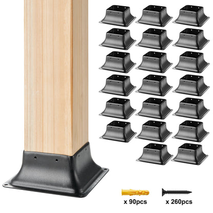VEVOR 101.6x101.6mm Post Base 20Pcs, Internal 91x91mm Heavy Duty Powder-Coated Steel
