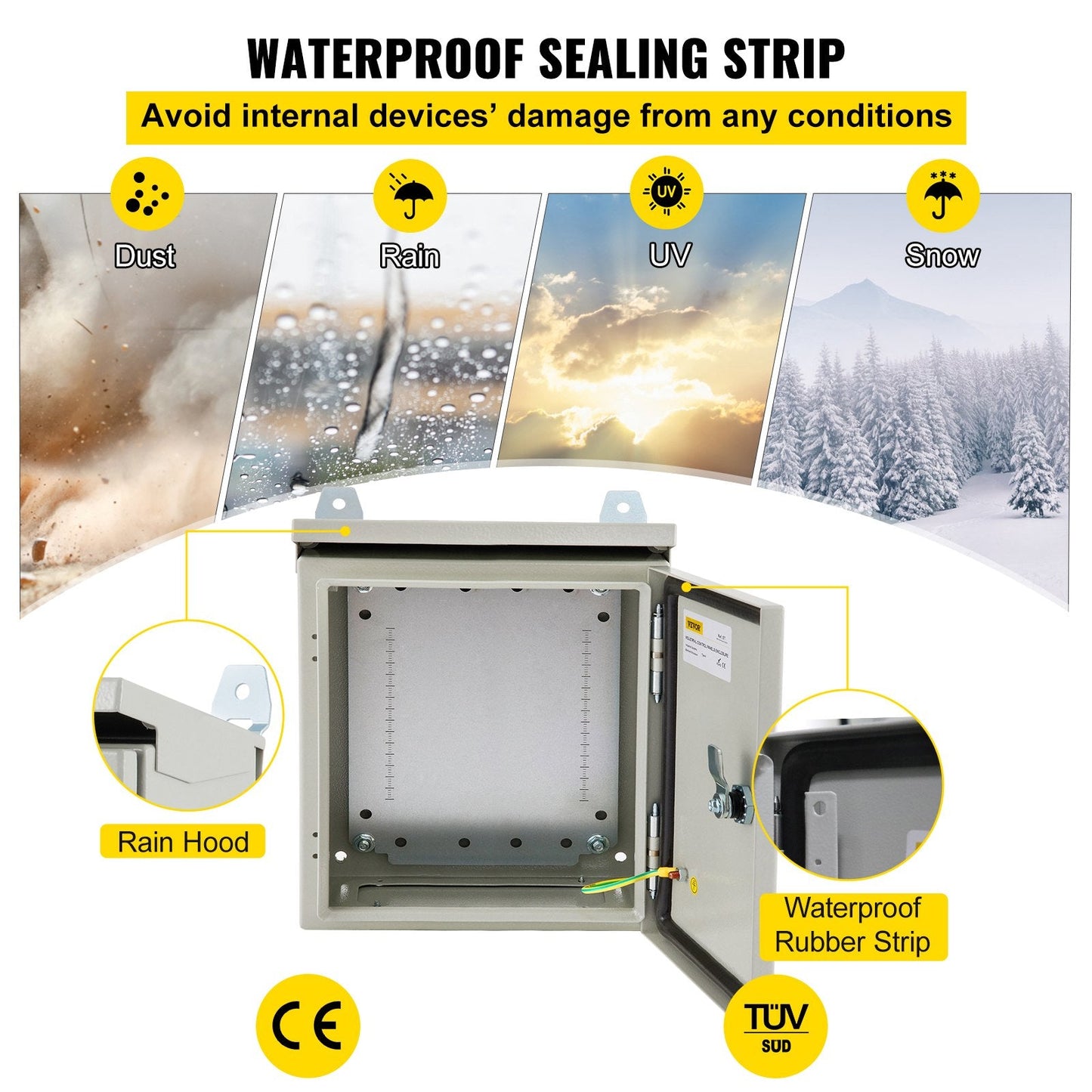 Outdoor Electrical Steel Enclosure Box, NEMA 4, 40x40x20 cm, IP65 Rated