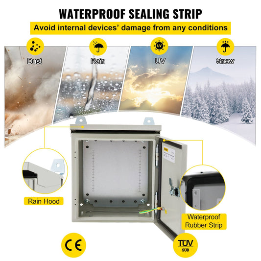 Outdoor Electrical Steel Enclosure Box, NEMA 4, 40x40x20 cm, IP65 Rated