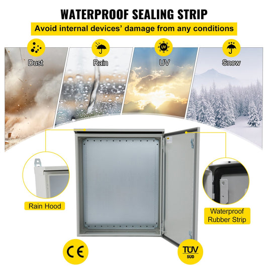 Outdoor Steel Electrical Enclosure Box, IP65, 60x60x20cm, NEMA 4, UL Certified