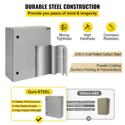 VEVOR Electrical Steel Enclosure Box NEMA 4 Outdoor Enclosure 28 x 20 x 8'' UL