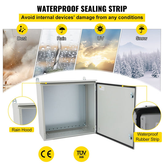 Outdoor Electrical Steel Enclosure Box, NEMA 4, 70x50x20 cm, IP65 Rated