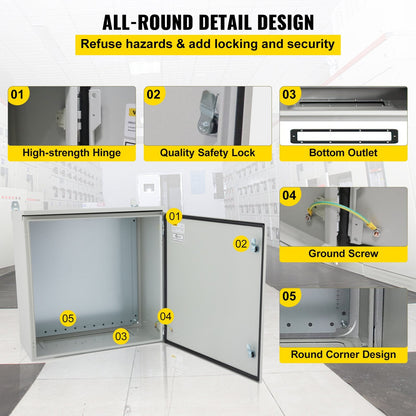 Outdoor Electrical Steel Enclosure Box, NEMA 4, 70x50x20 cm, IP65 Rated