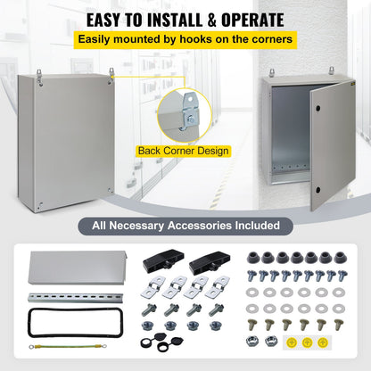 Outdoor Electrical Steel Enclosure Box, NEMA 4, 70x50x20 cm, IP65 Rated