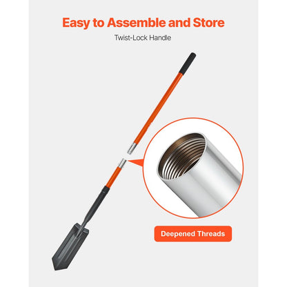 Trench Shovel 10.4cm Blade Trenching Shovel Fiberglass Handle for Digging