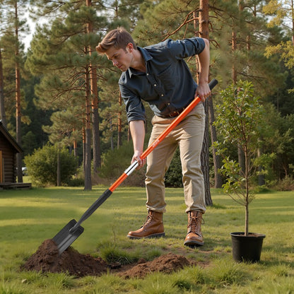 Trench Shovel 10.4cm Blade Trenching Shovel Fiberglass Handle for Digging