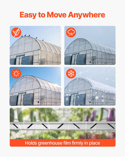 Greenhouse Spring Wire and Lock Channel, 40 Packs 2m PVC-Coated Wiggle Wire & Aluminum Alloy Channel Bundle Kit with Included Screws, 1.2mm Thickened, Poly Film & Shade Cloth Attachments
