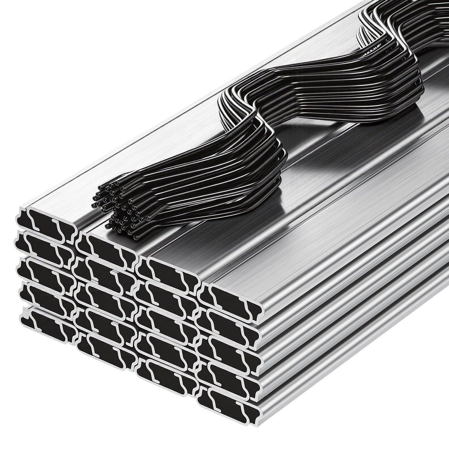 Greenhouse Spring Wire and Lock Channel, 40 Packs 2m PVC-Coated Wiggle Wire & Aluminum Alloy Channel Bundle Kit with Included Screws, 1.2mm Thickened, Poly Film & Shade Cloth Attachments