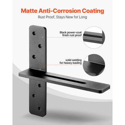2 Pcs Shelf Brackets 12 inch / 304.8 mm Heavy Duty Floating Shelf Brackets