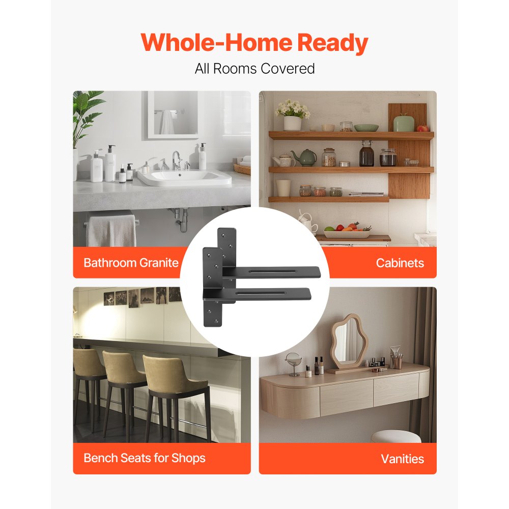 2 Pcs Shelf Brackets 14 inch / 355.6 mm Heavy Duty Floating Shelf Brackets
