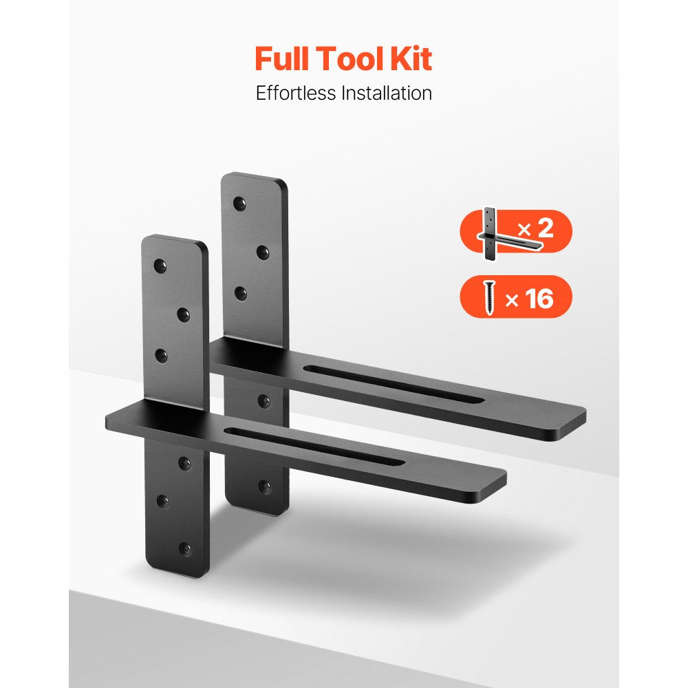 2 Pcs Shelf Brackets 14 inch / 355.6 mm Heavy Duty Floating Shelf Brackets