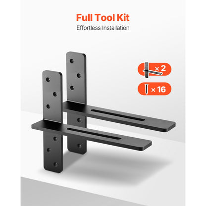 2 Pcs Shelf Brackets 14 inch / 355.6 mm Heavy Duty Floating Shelf Brackets