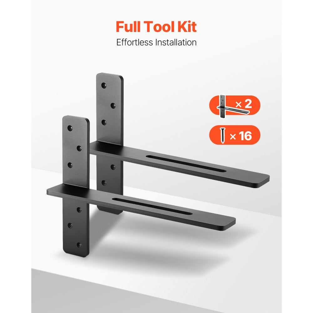 2 Pcs Shelf Brackets 16 inch / 406.4 mm Heavy Duty Floating Shelf Brackets
