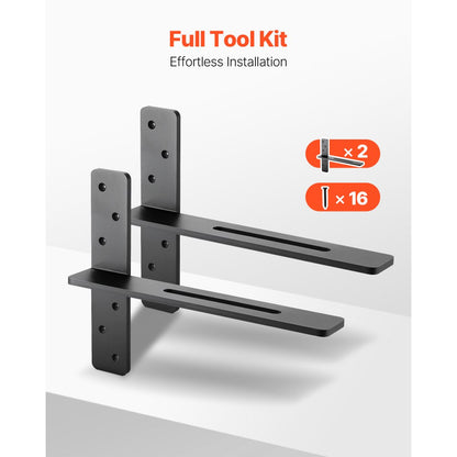 2 Pcs Shelf Brackets 16 inch / 406.4 mm Heavy Duty Floating Shelf Brackets