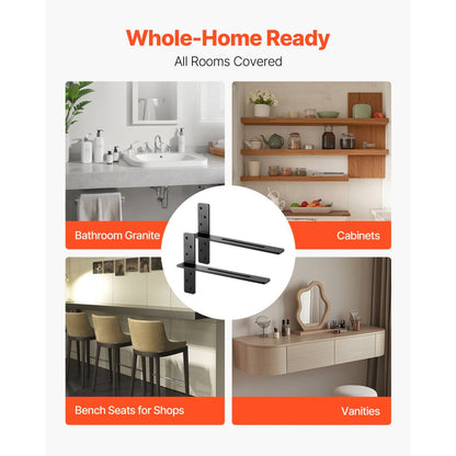 2 Pcs Shelf Brackets 18 inch / 457.2 mm Heavy Duty Floating Shelf Brackets