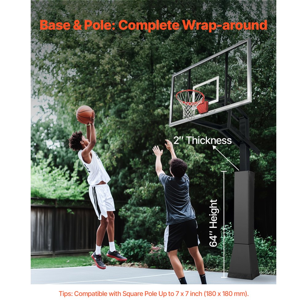 VEVOR 163cm Basketball Pole Pad All-weather Durable Padding 18x18 in Square Pole