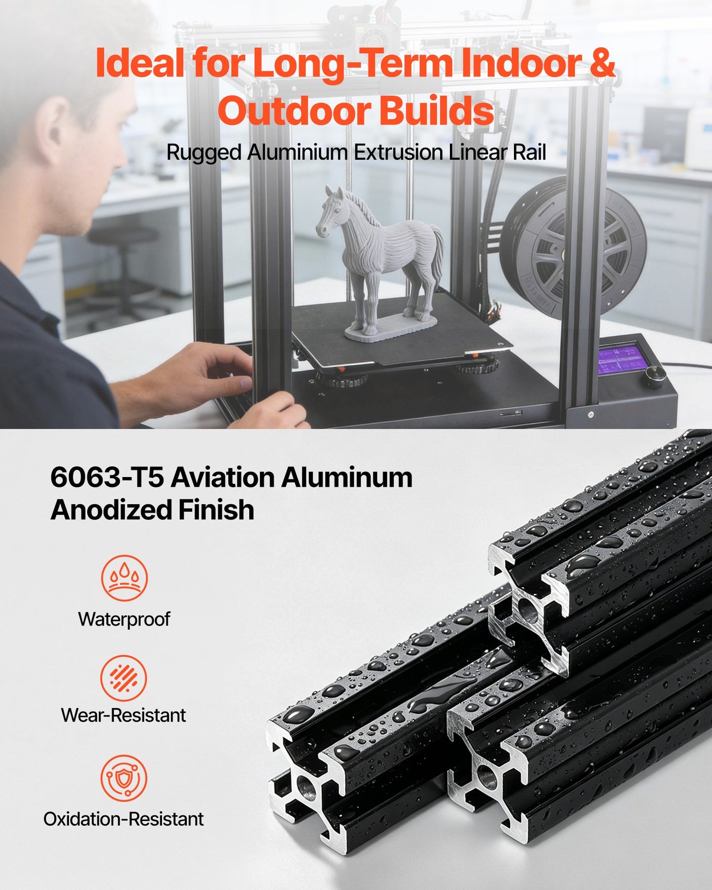10PCS 2020 Aluminum Extrusion Profile, 23.62 Inch 600 mm, T Slot European Standard Anodized Linear Rail, High-Strength Extruded Aluminum Rail, for 3D Printer Parts and CNC DIY Workbench, Black