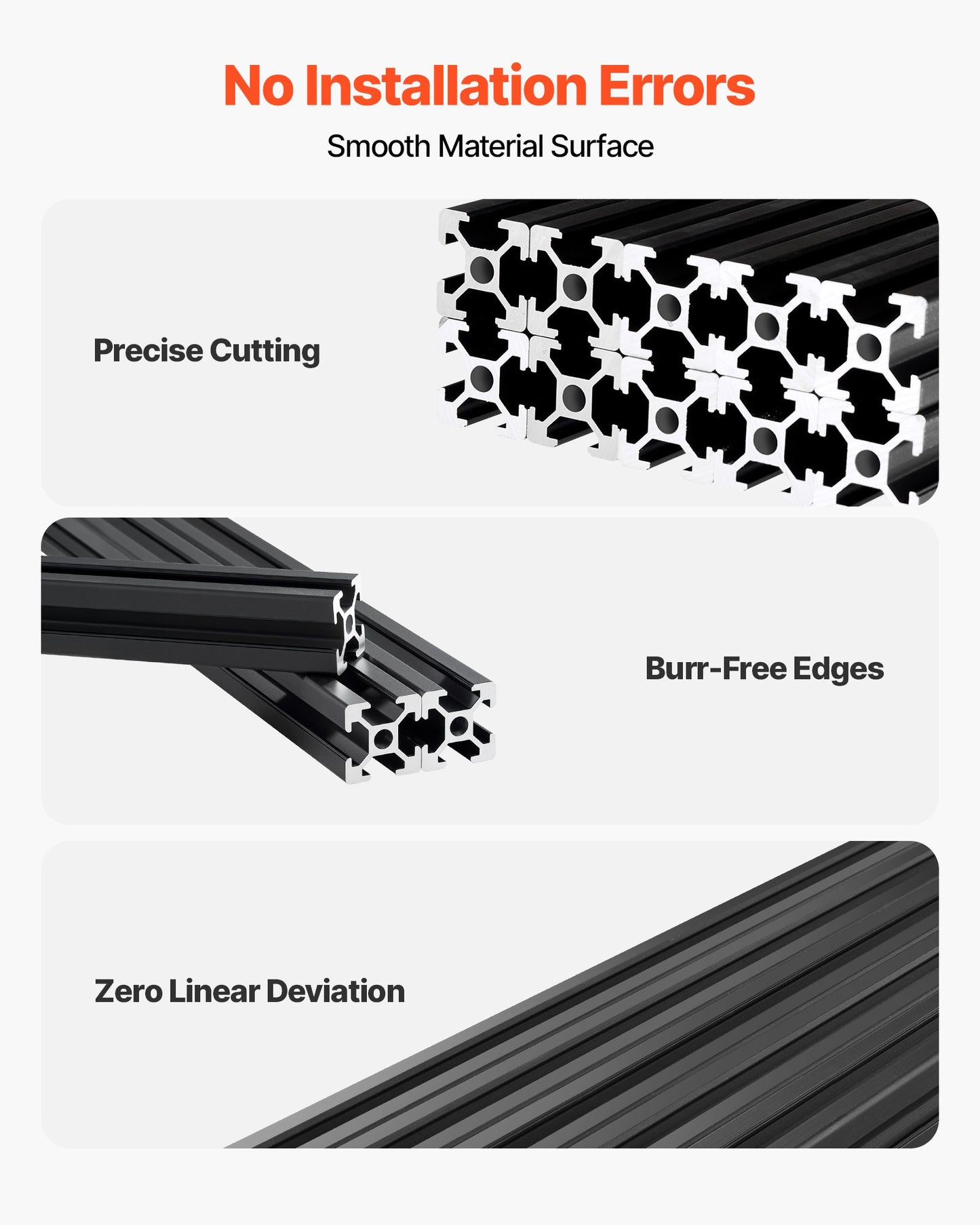10PCS 2020 Aluminum Extrusion Profile, 23.62 Inch 600 mm, T Slot European Standard Anodized Linear Rail, High-Strength Extruded Aluminum Rail, for 3D Printer Parts and CNC DIY Workbench, Black