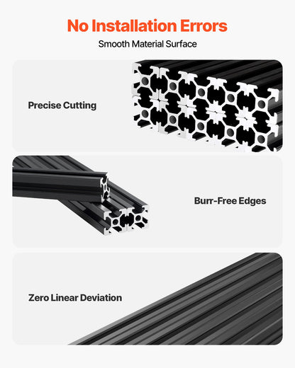 10PCS 2020 Aluminum Extrusion Profile, 23.62 Inch 600 mm, T Slot European Standard Anodized Linear Rail, High-Strength Extruded Aluminum Rail, for 3D Printer Parts and CNC DIY Workbench, Black
