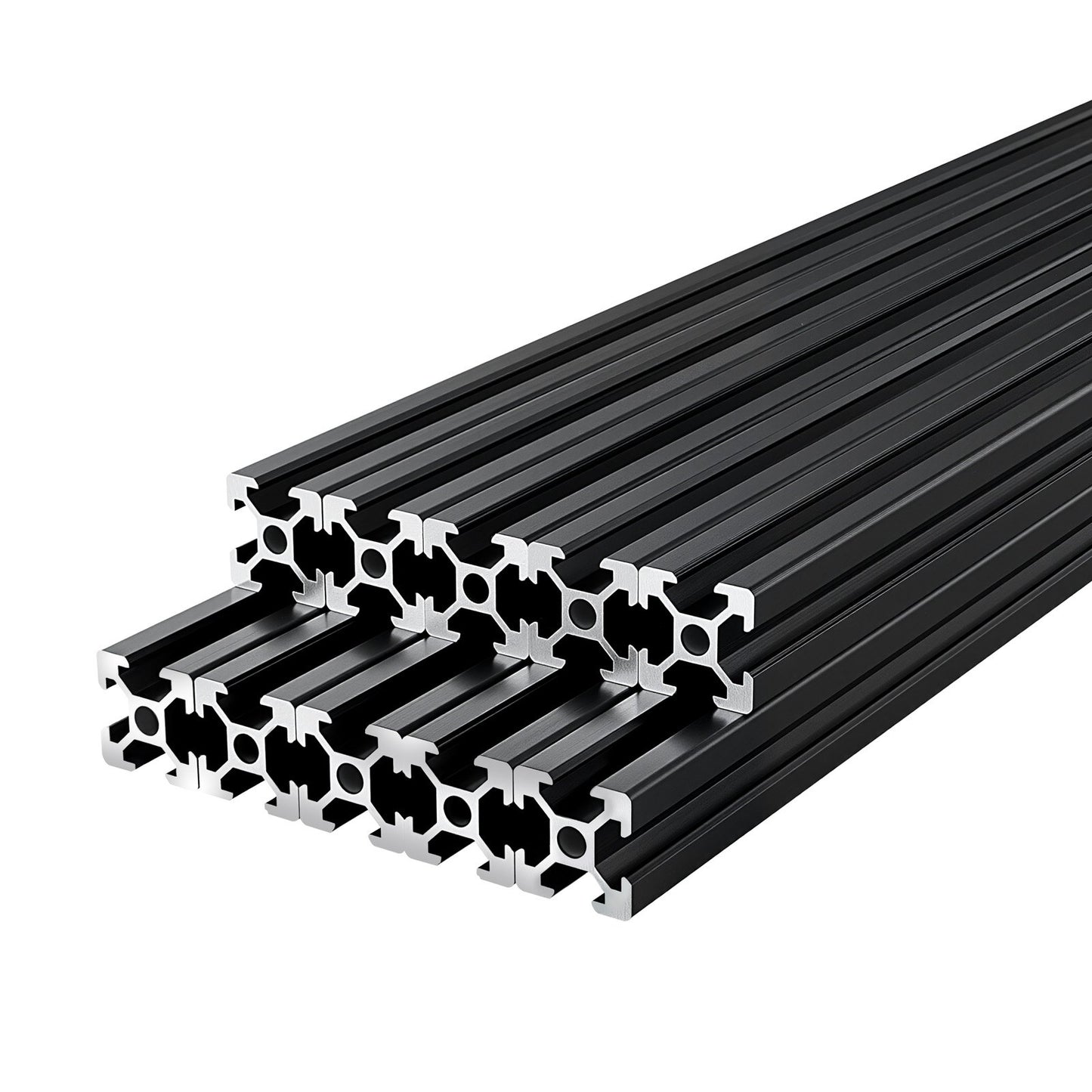 10PCS 2020 Aluminum Extrusion Profile, 23.62 Inch 600 mm, T Slot European Standard Anodized Linear Rail, High-Strength Extruded Aluminum Rail, for 3D Printer Parts and CNC DIY Workbench, Black