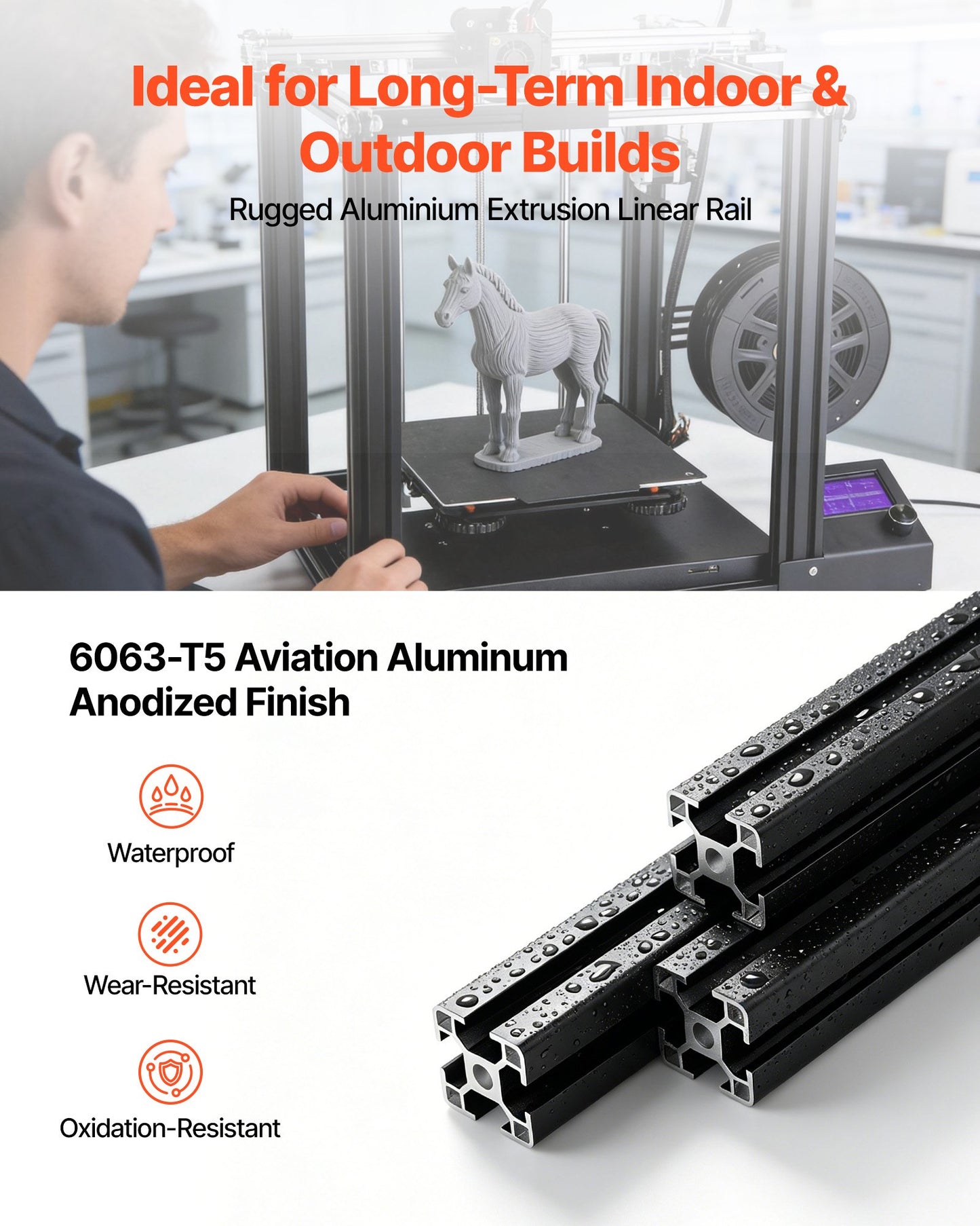 6PCS 3030 Aluminum Extrusion Profile, 78.74 Inch 2000 mm, T Slot European Standard Anodized Linear Rail, High-Strength Extruded Aluminum Rail, for 3D Printer Parts and CNC DIY Workbench, Black
