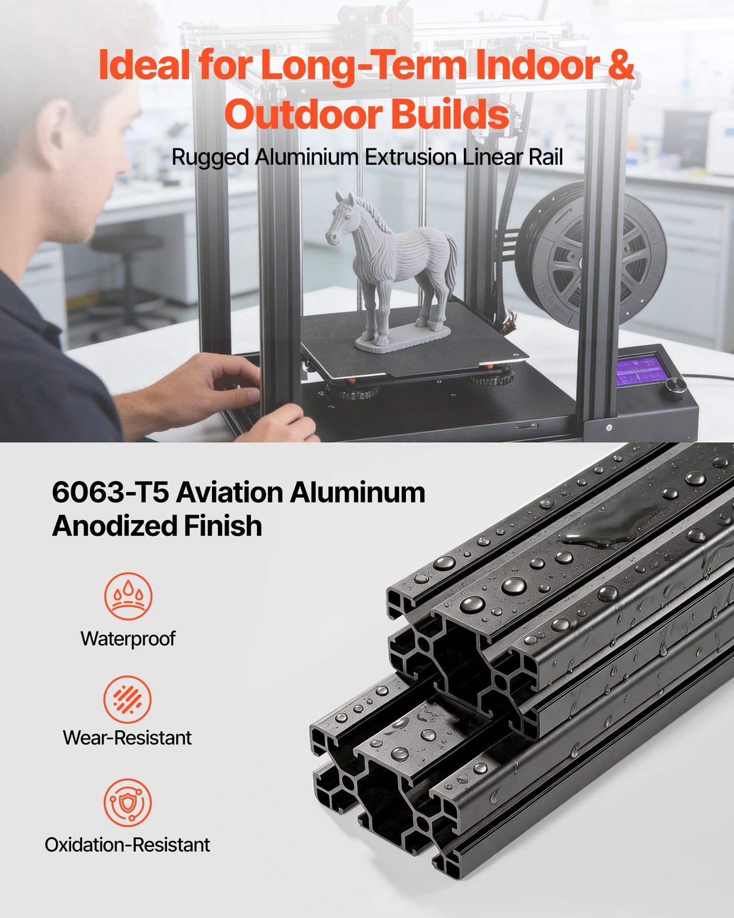 2PCS 4080 Aluminum Extrusion Profile, 19.69 Inch 500 mm, T Slot European Standard Anodized Linear Rail, High-Strength Extruded Aluminum Rail, for 3D Printer Parts and CNC DIY Workbench, Black