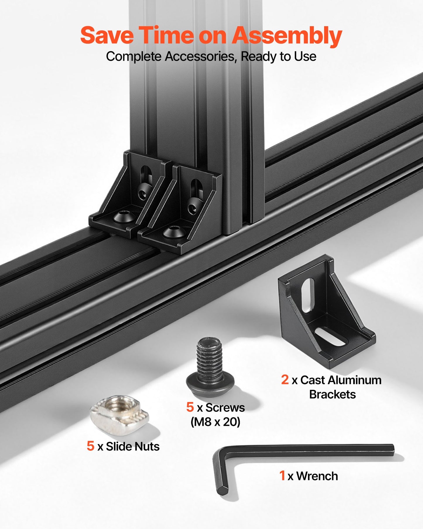 2PCS 4080 Aluminum Extrusion Profile, 19.69 Inch 500 mm, T Slot European Standard Anodized Linear Rail, High-Strength Extruded Aluminum Rail, for 3D Printer Parts and CNC DIY Workbench, Black