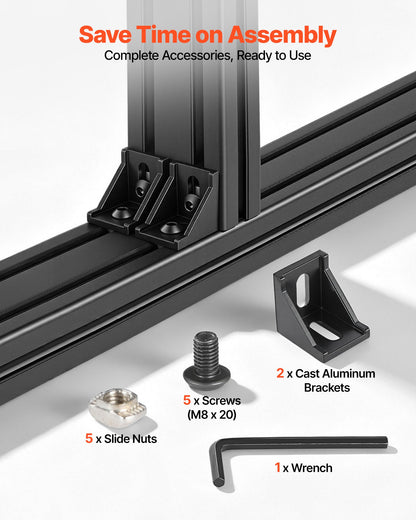 2PCS 4080 Aluminum Extrusion Profile, 19.69 Inch 500 mm, T Slot European Standard Anodized Linear Rail, High-Strength Extruded Aluminum Rail, for 3D Printer Parts and CNC DIY Workbench, Black