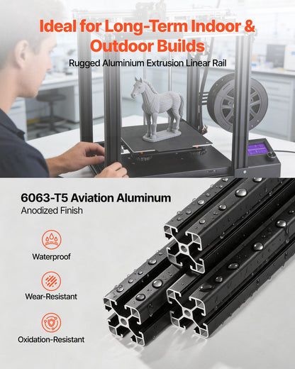 4PCS 4040 Aluminum Extrusion Profile, 15.75 Inch 400 mm, T Slot European Standard Anodized Linear Rail, High-Strength Extruded Aluminum Rail, for 3D Printer Parts and CNC DIY Workbench, Black