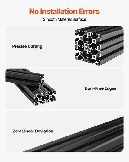 4PCS 4040 Aluminum Extrusion Profile, 15.75 Inch 400 mm, T Slot European Standard Anodized Linear Rail, High-Strength Extruded Aluminum Rail, for 3D Printer Parts and CNC DIY Workbench, Black