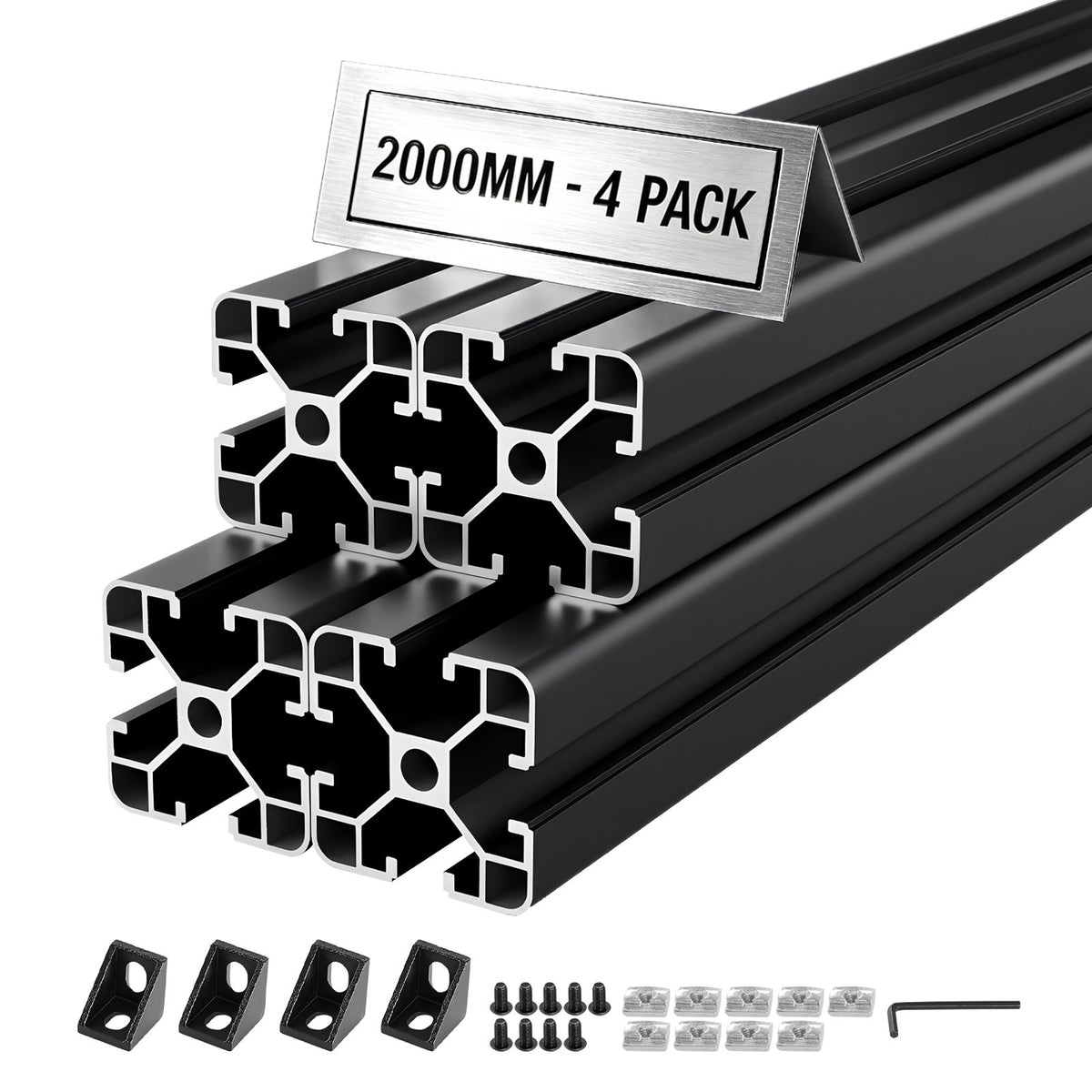 4PCS 4040 Aluminum Extrusion Profile, 78.74 Inch 2000 mm, T Slot European Standard Anodized Linear Rail, High-Strength Extruded Aluminum Rail, for 3D Printer Parts and CNC DIY Workbench, Black